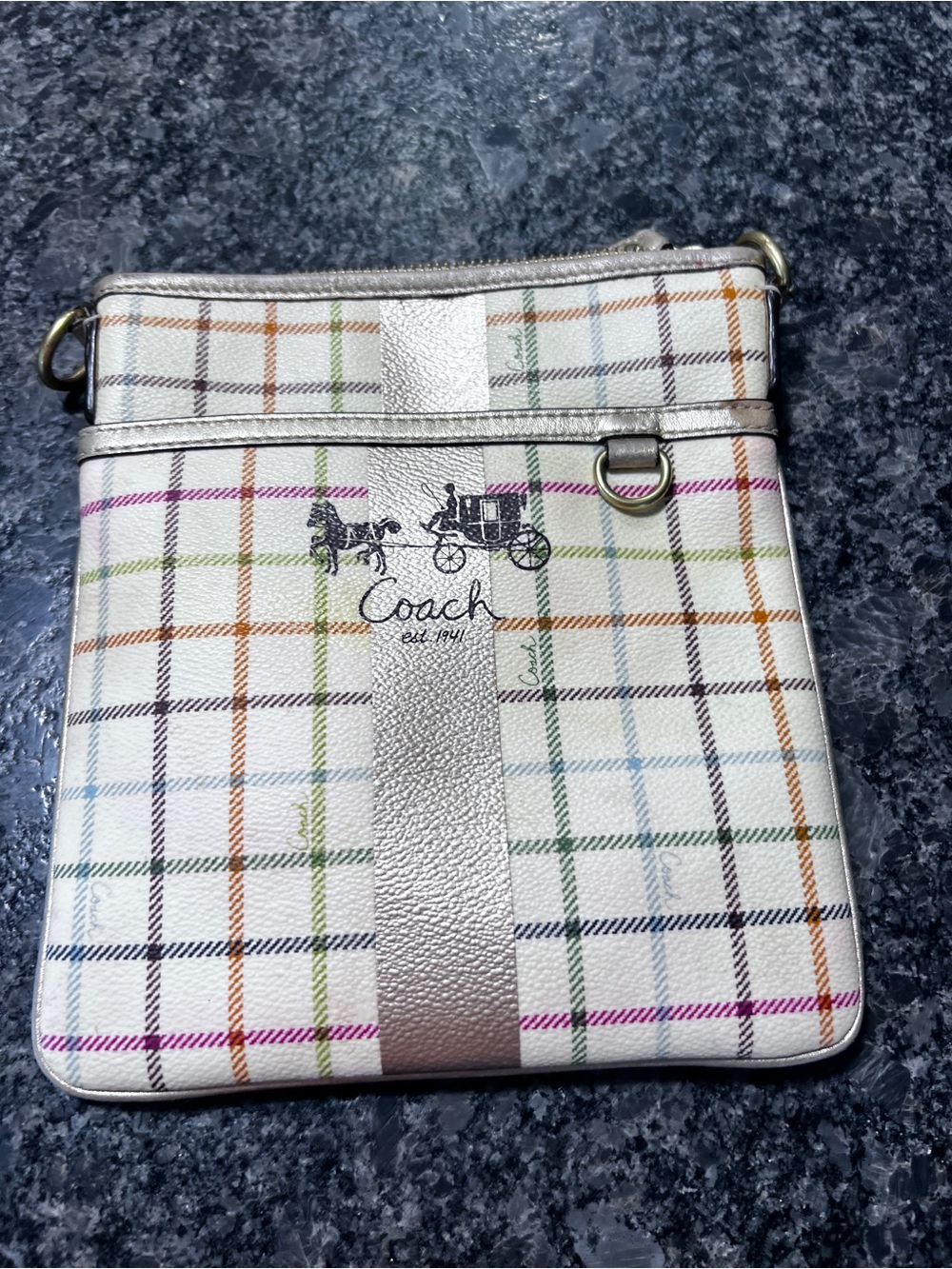 Coach Heritage Peyton Tattersall Crossbody Messenger Bag No Strap or Hang Tag